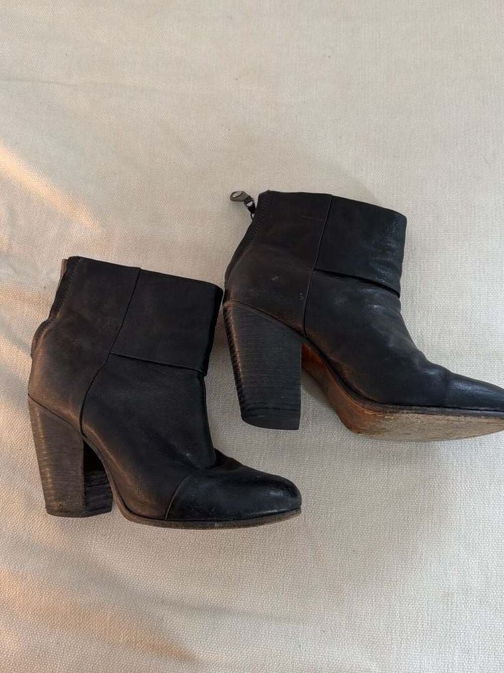 Rag & Bone Black Leather Harrow Ankle Boots Size 37.5